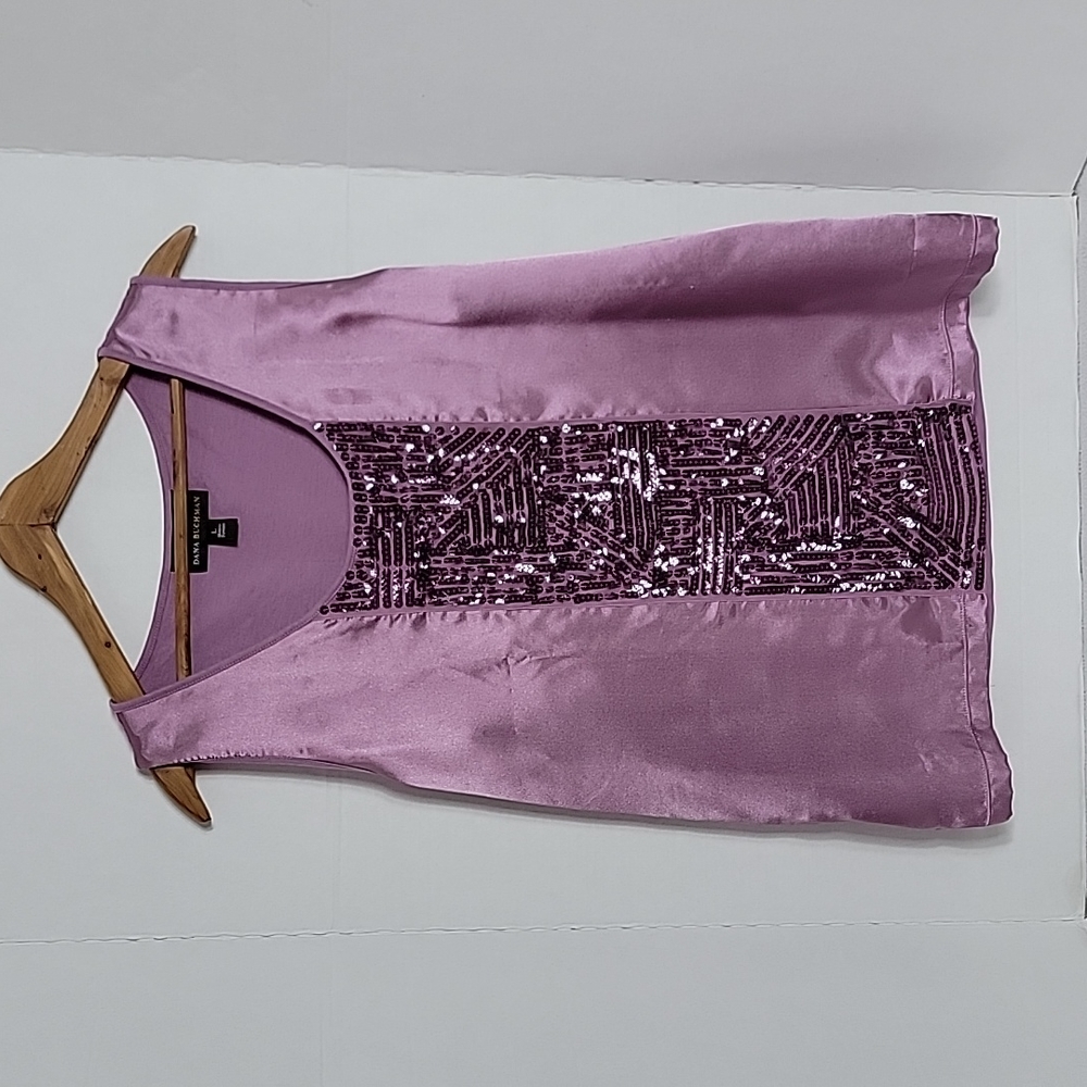 Dana Buchman Women's Purple W/ Sequin Accent Sleeveless Top, L - Picture 1 of 8
